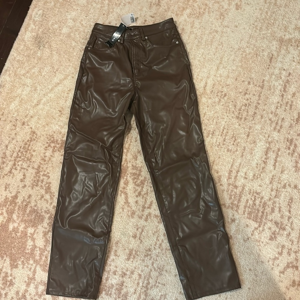 H&M Brown Vegan Leather Pants